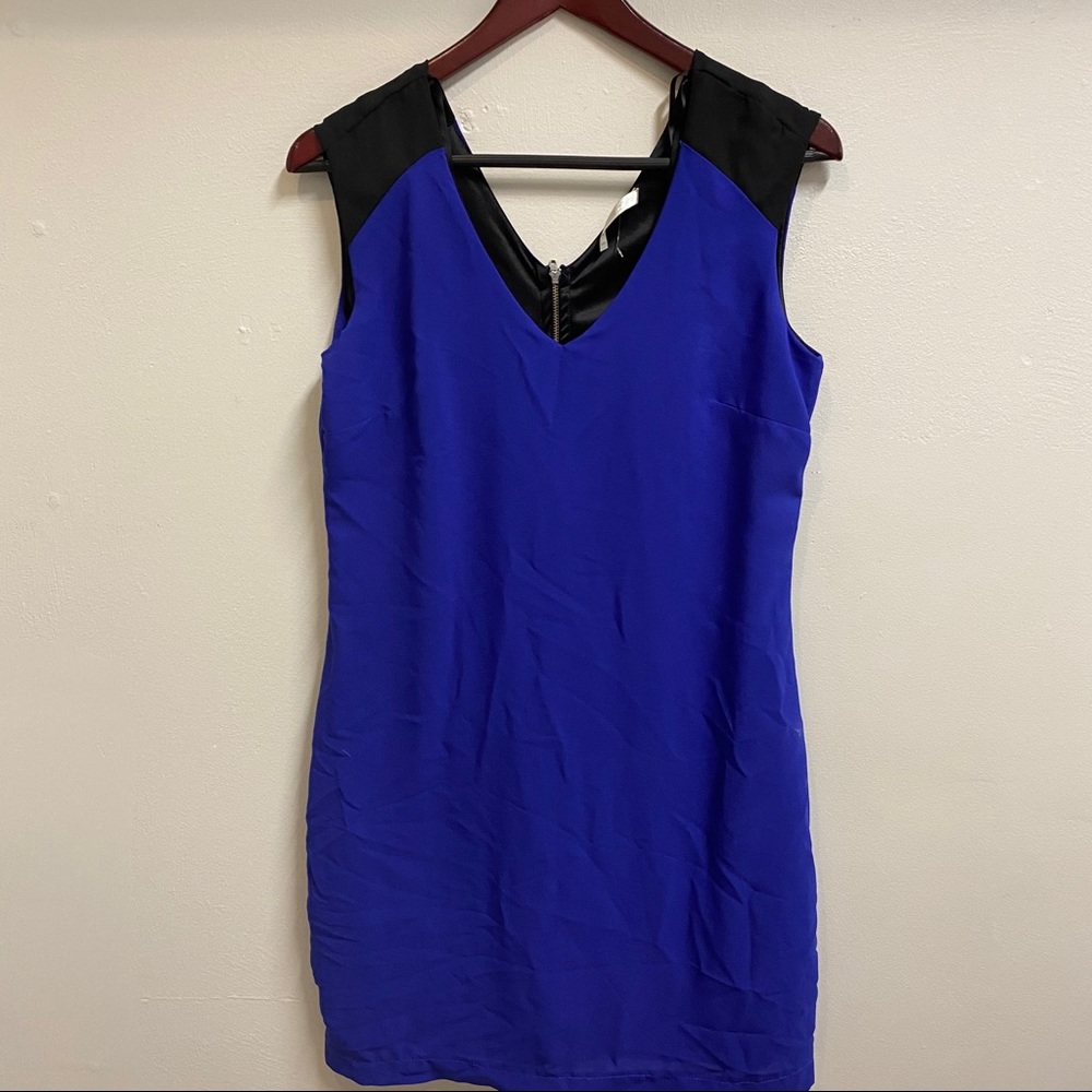 NWOT Peppermint Zipper Dress in Blue and Black M
